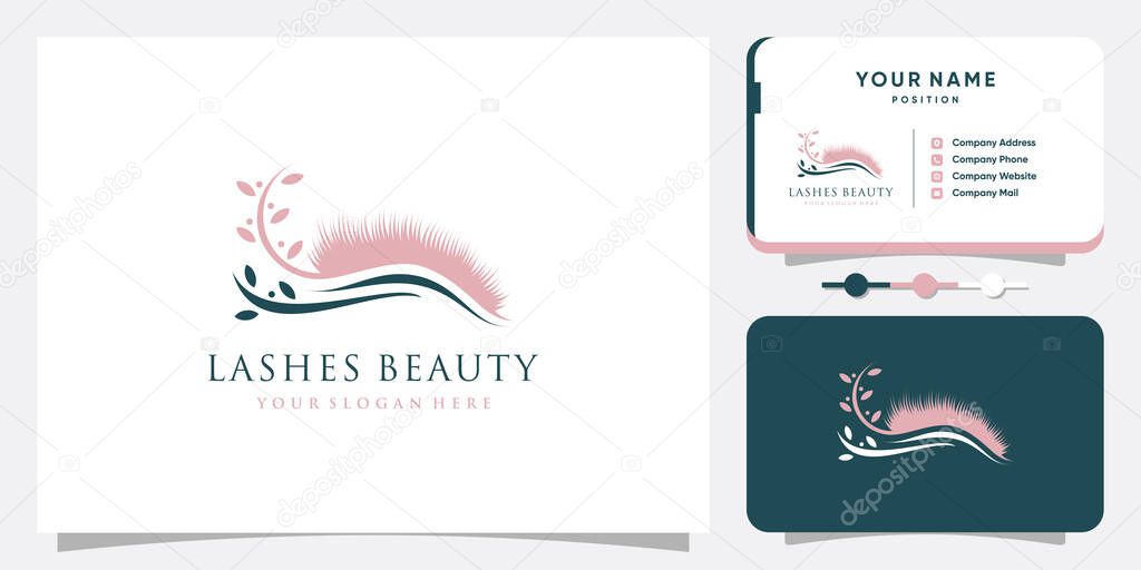 Lash logo design for beauty with creative element Premium Vector
