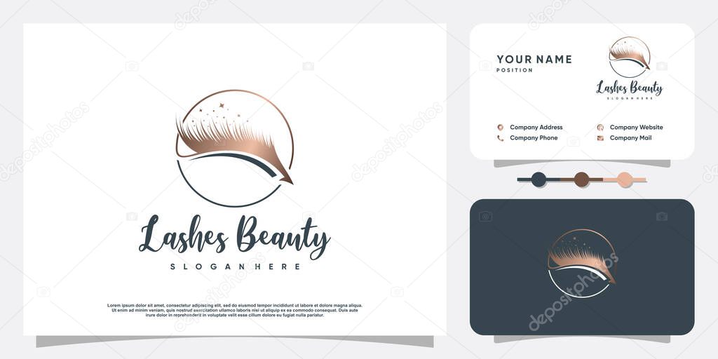 Lash logo design for beauty with creative element Premium Vector