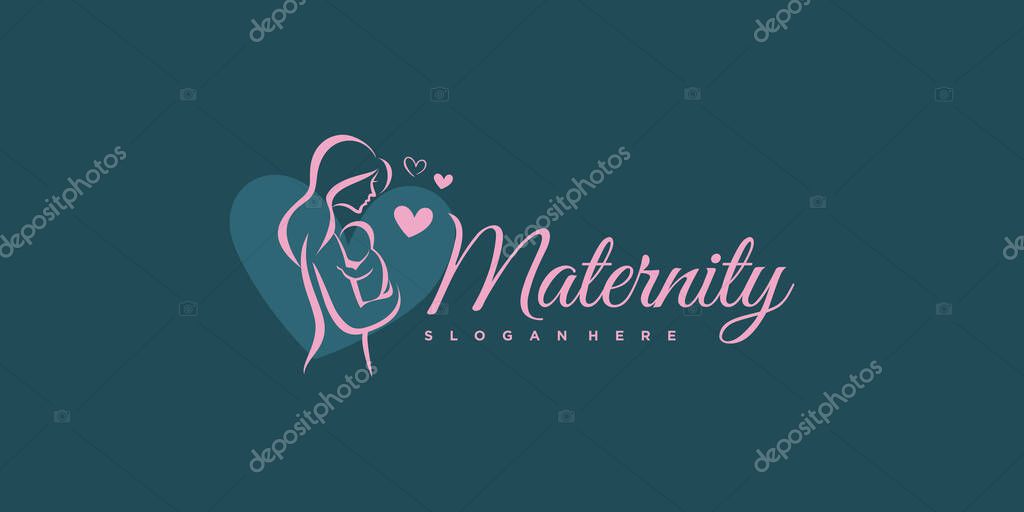 Mom and baby logo design icon vector with unique element concept Premium Vector