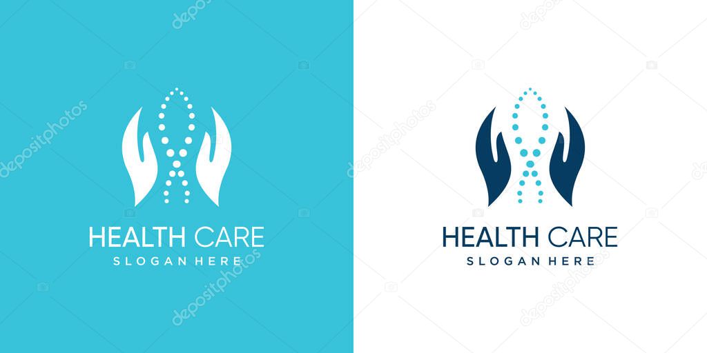 Chiroptactic logo design icon for healthcare Premium Vector