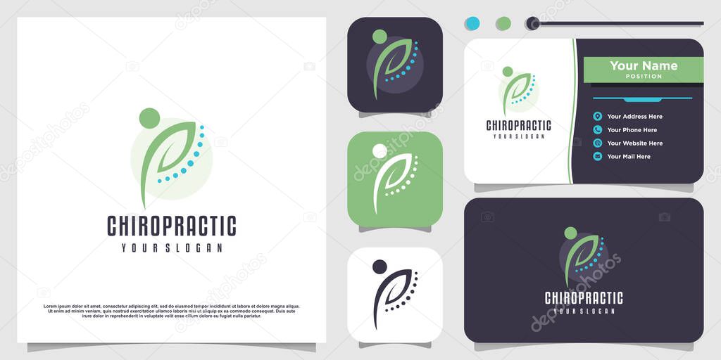 Chiroptactic logo design icon for healthcare Premium Vector