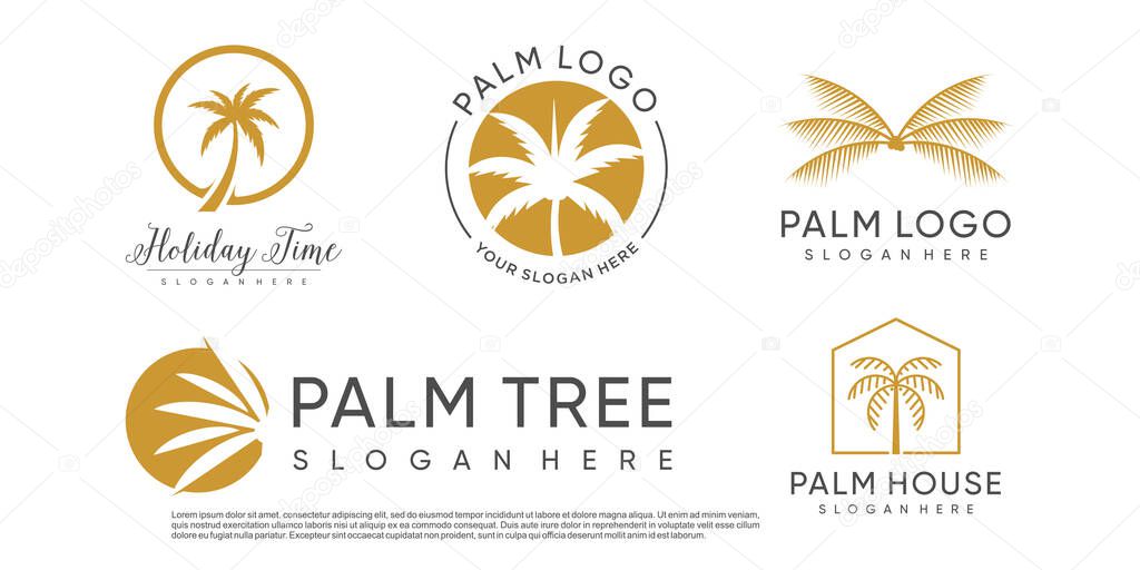 Palm logo design collection with creative element concept idea