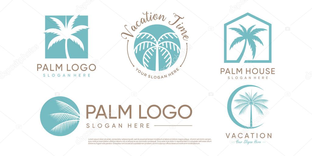 Palm logo design collection with creative element concept idea