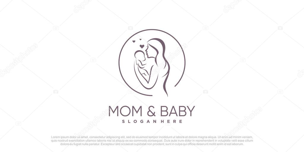Mom and baby logo design vector with creative unique concept