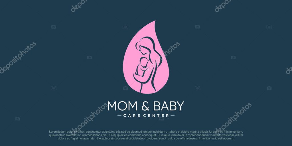 Mom and baby logo design vector with creative unique concept