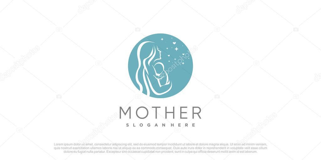 Mom and baby logo design vector with creative unique concept