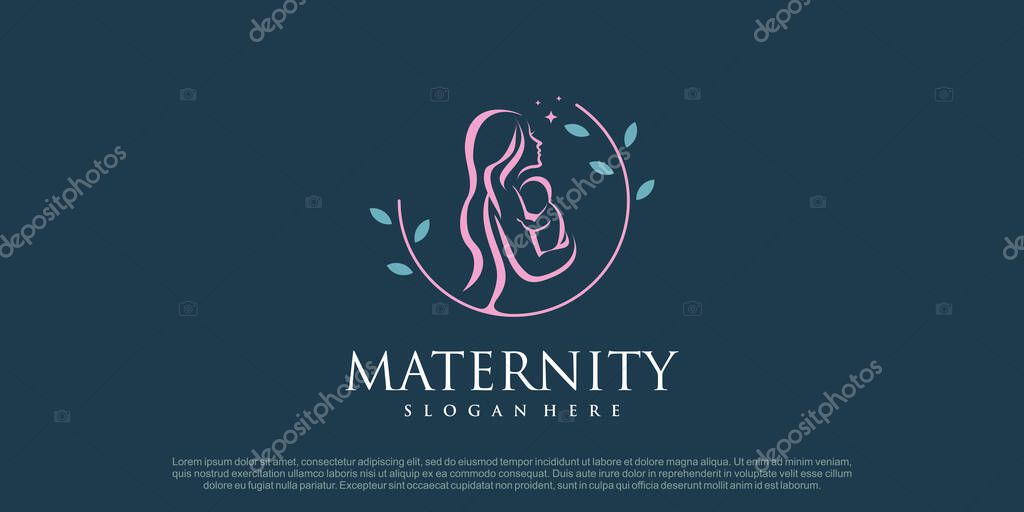 Mom and baby logo design vector with creative unique concept