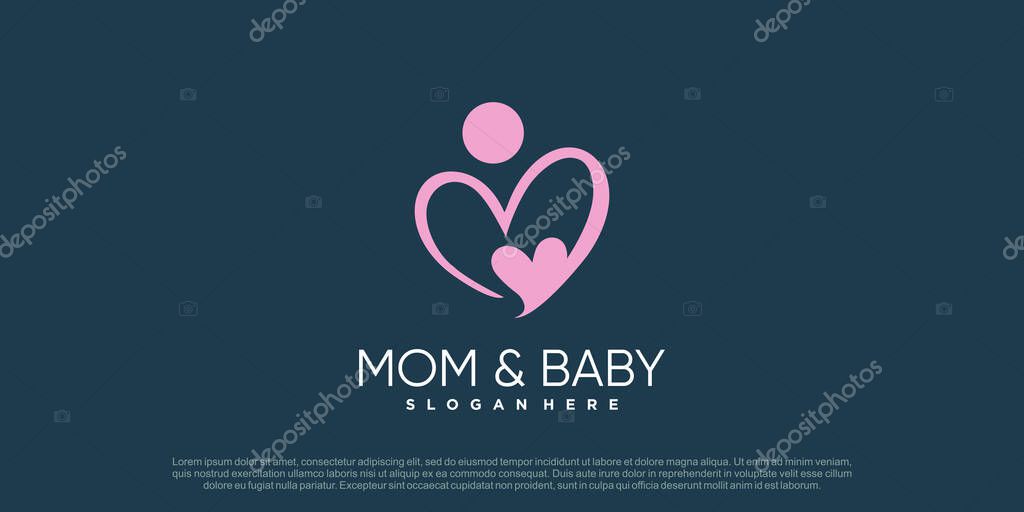 Mom and baby logo design vector with creative unique concept