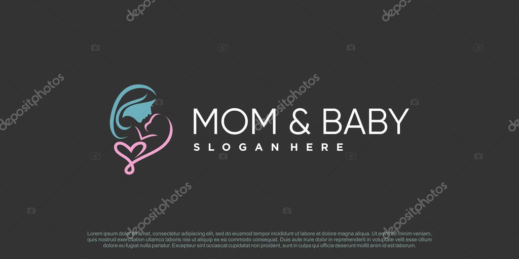 Mom and baby logo design vector with creative unique concept