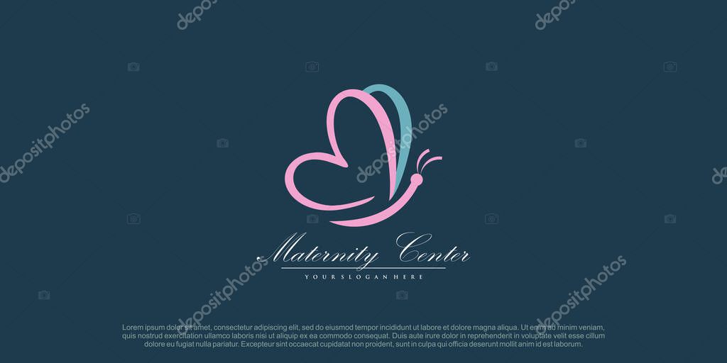 Butterfly logo design vector for maternity style with creative unique concept