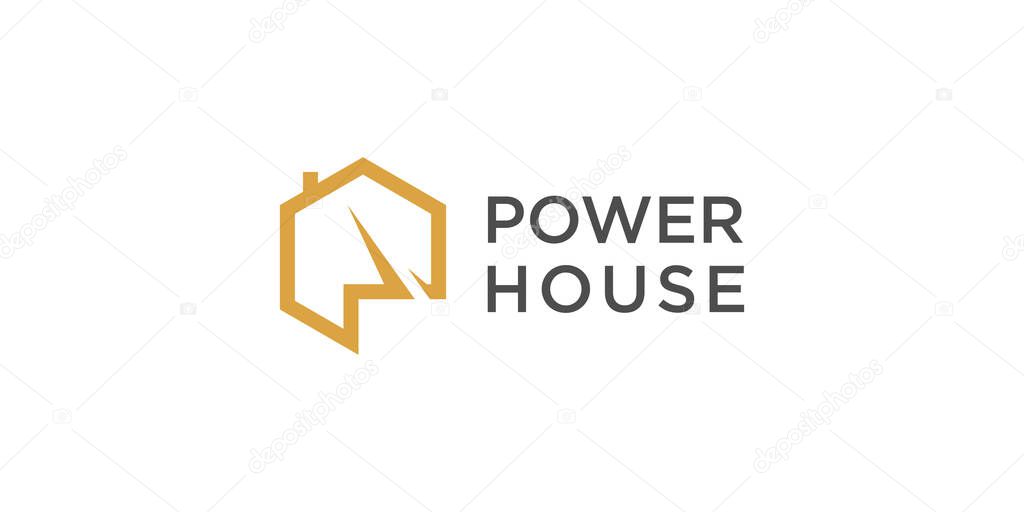 Power logo design with electric and letter p concept