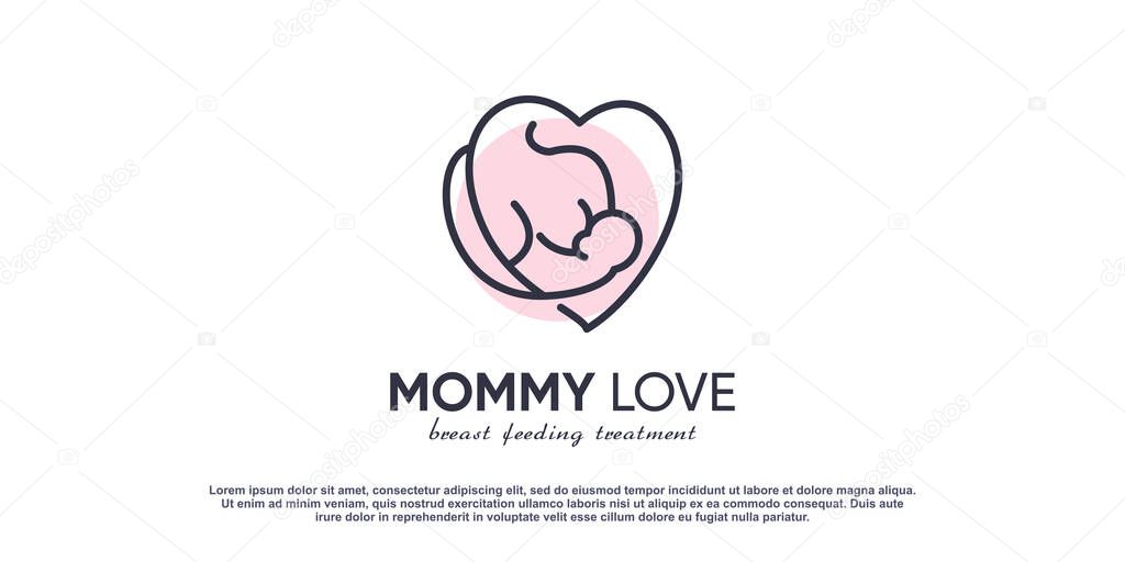 Breast feeding logo design for mom and baby