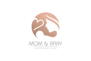 Anne ve bebek logosu modern benzersiz bir tasarım.