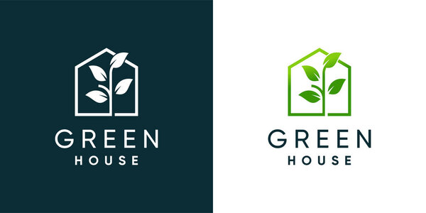 Шаблон логотипа зеленого дома с современным стилем
