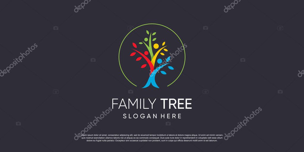 Family tree logo design with modern abstract concept idea