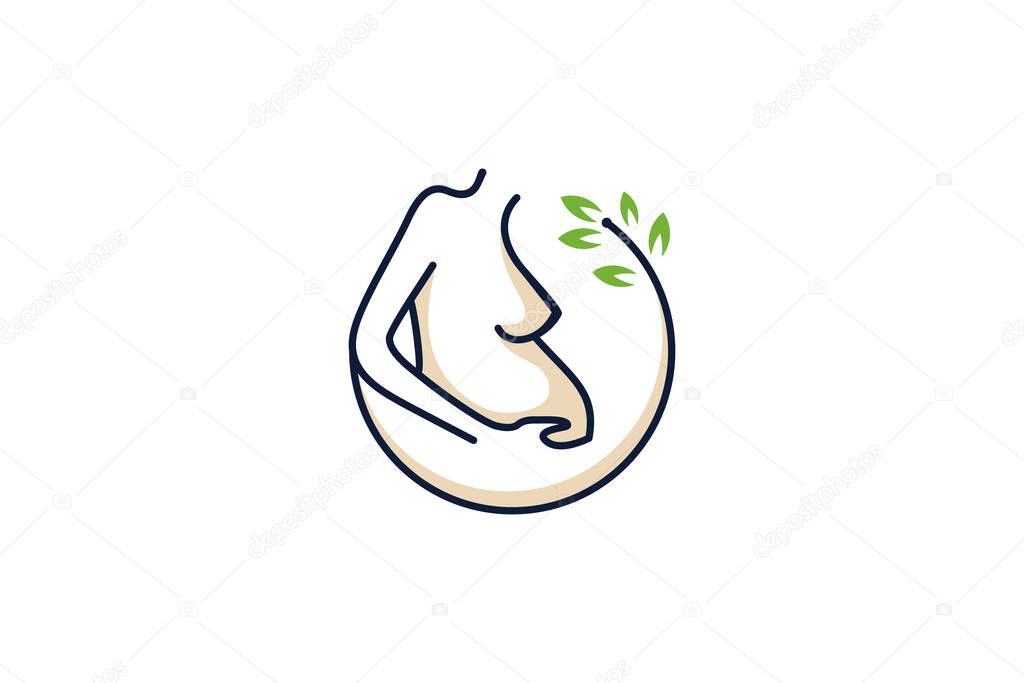Pregnant woman logo design with modern unique concept