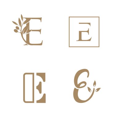 Güzellik harfi logosu E tasarım element vektörü yaratıcı eşsiz konsepte sahip