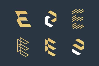 Yaratıcı eşsiz fikri olan E harfi logo tasarım elemanı