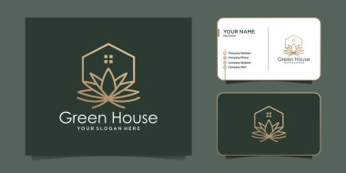 Yaratıcı kavramlı yeşil ev logo tasarımı element vektör şablonu