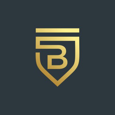 B harfi tasarımı. Yaratıcı eşsiz kalkan element fikri ve simgesi.