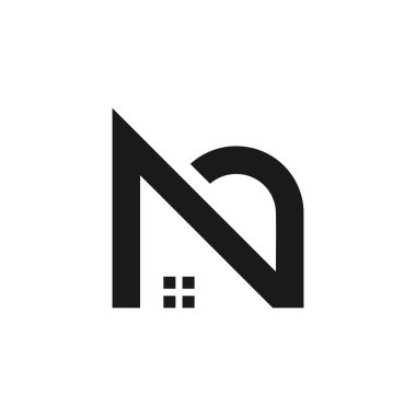 Yaratıcı ev kavramına sahip N harfi tasarım elemanı vektörü fikri