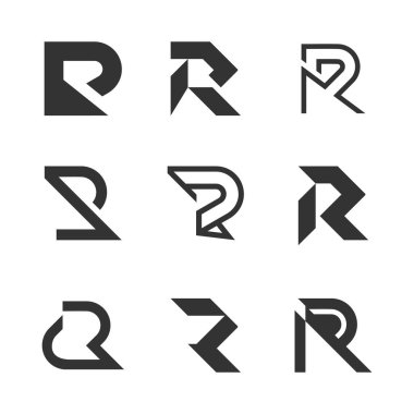 R harfi dizayn ögesi vektör paketi fikri yaratıcı kavram ile