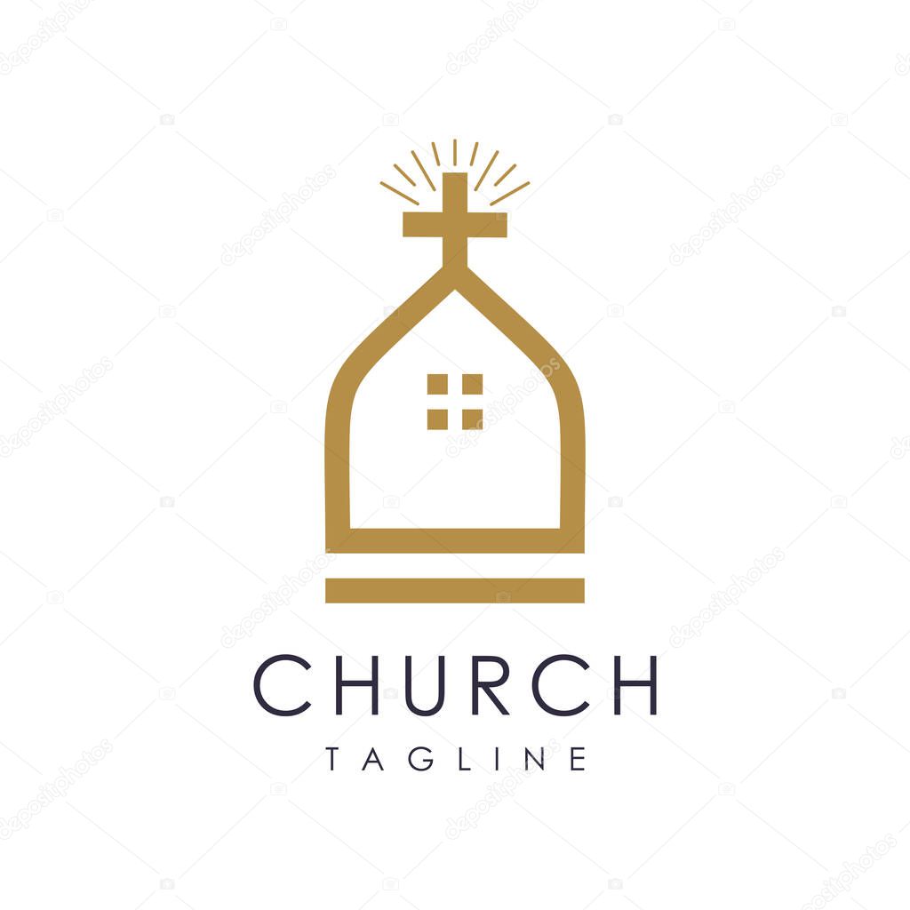 Church design with creative modern element idea concept and icon