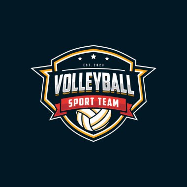Voleybol takımı amblemi logo tasarımı vektör çizimi, voleybol rozeti