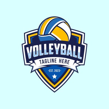 Volleyball team emblem logo design vector illustration clipart