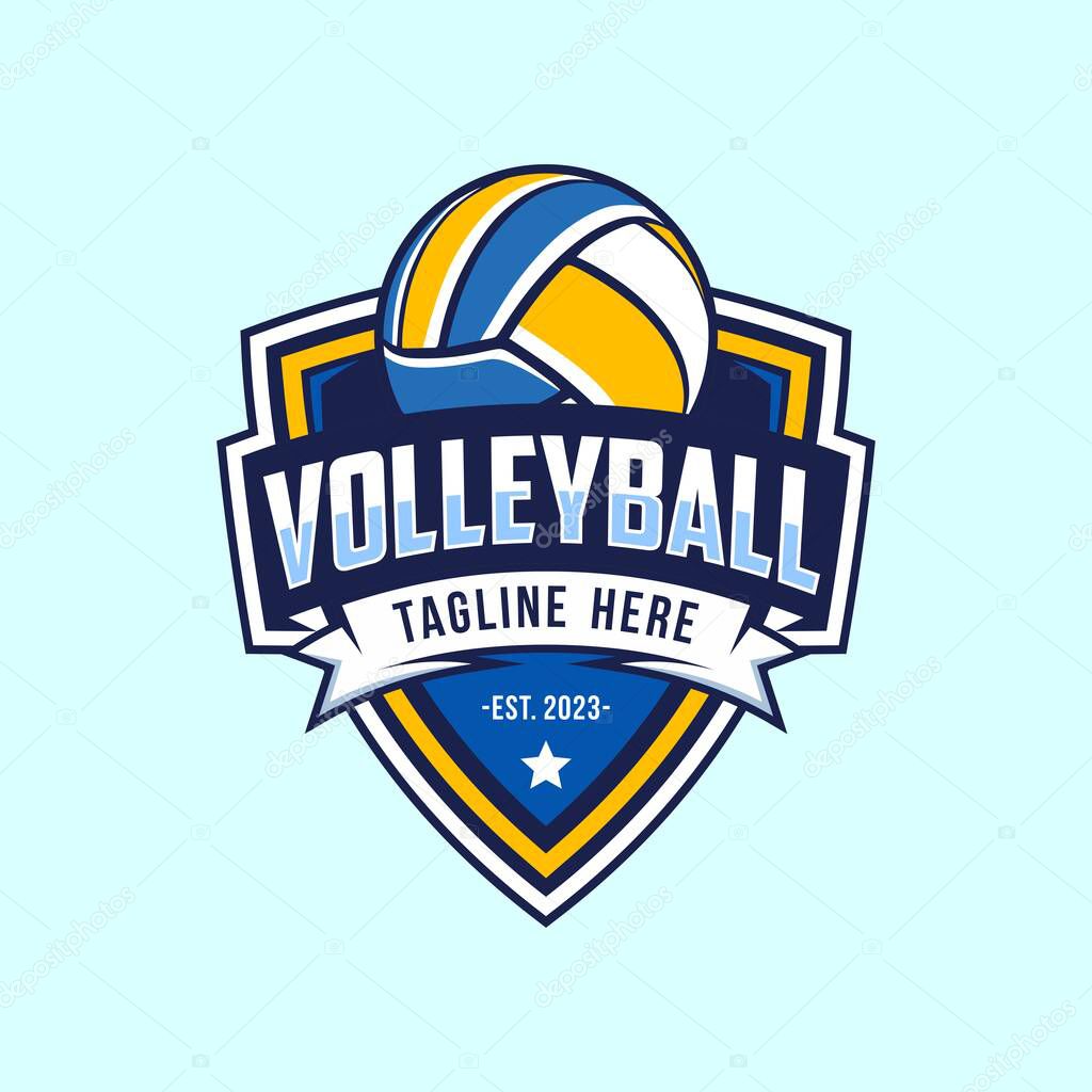 Volleyball team emblem logo design vector illustration