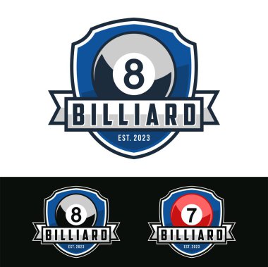 Bilardo kulübü Logo Şablon Tasarımı, Bilardo logo vektör illüstrasyonu