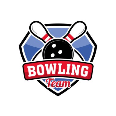 Bowling logosu çizimi, bowling turnuvası rozet logosu tasarımı
