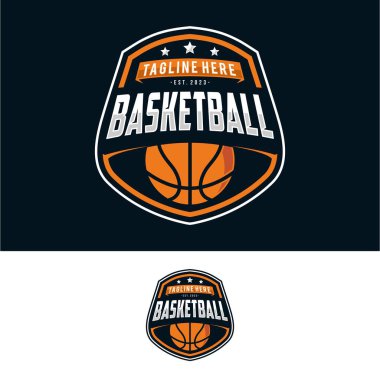 Basketbol kulübü logosu vektör tasarımı. Basketbol kulübü amblemi çizimi