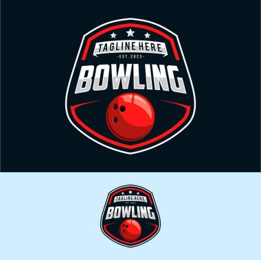 Bowling logosu çizimi, bowling turnuvası rozet logosu tasarımı