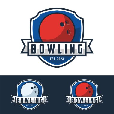Bowling logosu çizimi, bowling turnuvası rozet logosu tasarımı