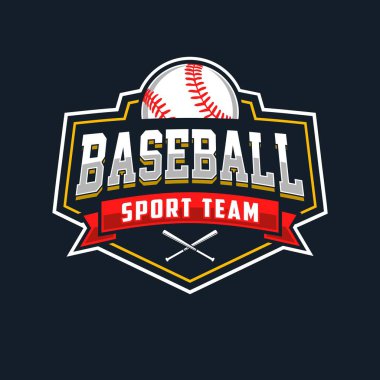Beyzbol kulübü için beysbol şablonu logo tasarımı vektör çizimi