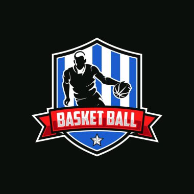 Basketbol kulübü logosu vektörü. Basketbol kulübü amblemi çizimi