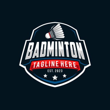 Badminton rozet logo vektör illüstrasyonu modern tarzda