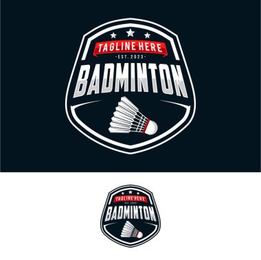 Badminton rozet logo vektör illüstrasyonu modern tarzda