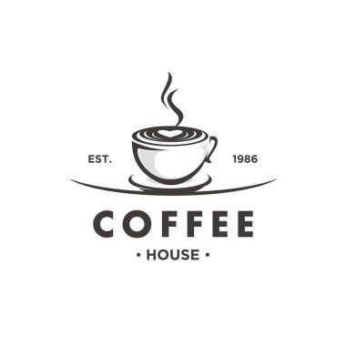 Kahve logosu grafikleri, kafe logoları, etiketler ve rozetler..