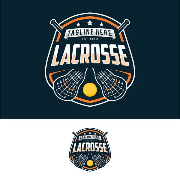 Lacrosse Emblema Emblema Logotipo Rótulo Esportivo Ilustração Vetorial — Vetor de Stock