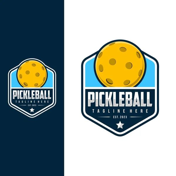 Pickleball Emblem Logo Sport Etiketten Vektor Illustration Für Einen Pickleball — Stockvektor