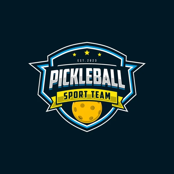 Pickleball Emblema Logotipo Emblema Ilustração Vetor Etiqueta Esportiva Para Clube — Vetor de Stock