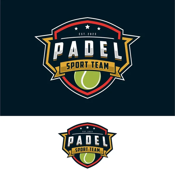Padel Emblema Emblema Logotipo Ilustração Vetor Etiqueta Esportiva Para Padel — Vetor de Stock