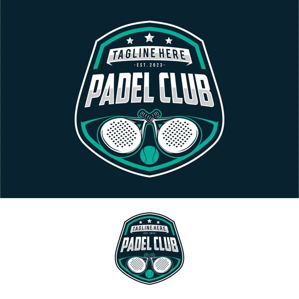 Padel Emblema Emblema Logotipo Ilustração Vetor Etiqueta Esportiva Para Padel — Vetor de Stock