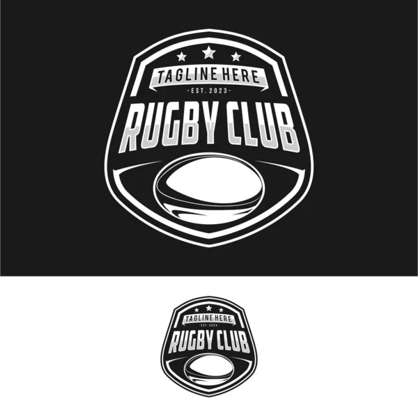 Rugby Logotipo Design Vetor Modelo Rugby Clube Emblema Ilustração — Vetor de Stock