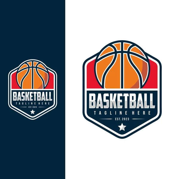 Diseño Vectorial Del Logo Del Club Baloncesto Ilustración Del Emblema — Vector de stock