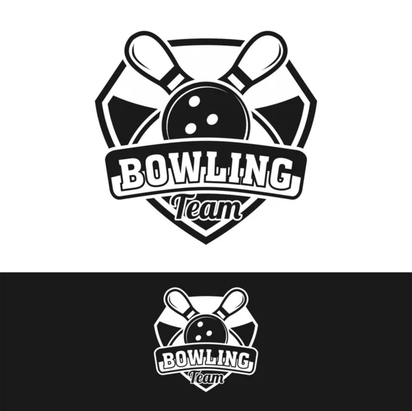 Bowling Logo Vector Ilustración Diseño Del Logotipo Insignia Del Torneo — Vector de stock