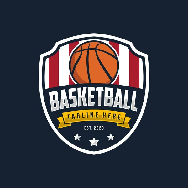 Design Des Logos Des Basketballclubs Illustration Zum Emblem Des Basketballclubs — Stockvektor