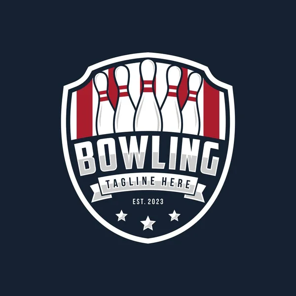 Bowling Logo Vector Ilustración Diseño Del Logotipo Insignia Del Torneo — Vector de stock